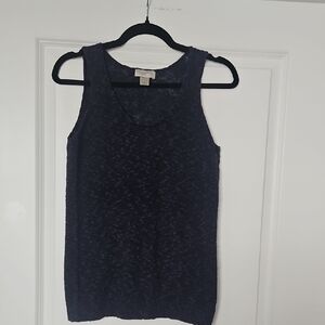 LOFT Textured Knit Shell Tank Top in Blue